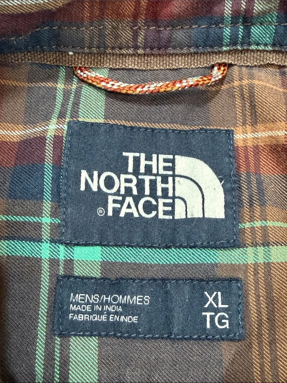 Mens The North Face Button Up Shirt Blue Brown Turquoise Plaid Size X-Large